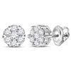 Image 1 : 0.25 CTW Diamond Flower Cluster Earrings 14KT White Gold - REF-24M2H