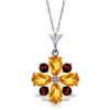 Genuine 2.43 ctw Citrine & Garnet Necklace Jewelry 14KT White Gold - REF-29P7H