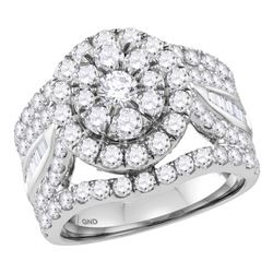 3.46 CTW Diamond Flower Cluster Bridal Engagement Ring 14KT White Gold - REF-299N9F