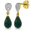 Genuine 6.63 ctw Green Sapphire Corundum & Diamond Earrings Jewelry 14KT Yellow Gold - REF-28X3M
