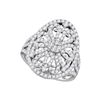 1.16 CTW Diamond Cluster Bridal Engagement Ring 14KT White Gold - REF-120N2F