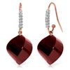 Genuine 30.68 ctw Ruby & Diamond Earrings Jewelry 14KT Rose Gold - REF-67R3P