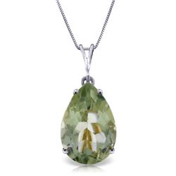 Genuine 5 ctw Green Amethyst Necklace Jewelry 14KT White Gold - REF-30F3Z