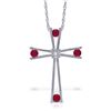Genuine 0.53 ctw Ruby & Diamond Necklace Jewelry 14KT White Gold - REF-79F4Z