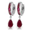 Image 1 : Genuine 4.8 ctw Ruby Earrings Jewelry 14KT White Gold - REF-71P5H