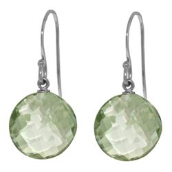 Genuine 12 ctw Green Amethyst Earrings Jewelry 14KT White Gold - REF-24W4Y