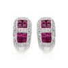 Image 1 : 18KT White Gold 1.49ctw Ruby and Diamond Earrings