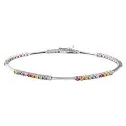 18KT White Gold 3.67ctw Multi Color Sapphire Bracelet