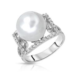 14KT White Gold 11.09ct Pearl and Diamond Ring