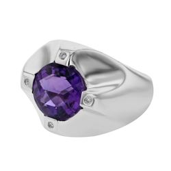 14KT White Gold 4.69ct Amethyst and Diamond Ring