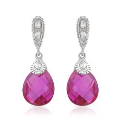 14KT White Gold 7.40ctw Pink Sapphire and Diamond Earrings