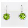 Image 1 : 14KT White Gold 5.96ctw Peridot and Diamond Earrings