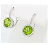 Image 2 : 14KT White Gold 5.96ctw Peridot and Diamond Earrings