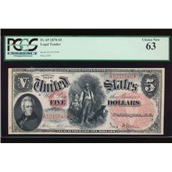 1878 $5 Legal Tender Note PCGS 63