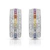 Image 1 : 14KT White Gold 1.15ctw Multi Color Sapphire and Diamond Earrings