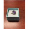 Image 2 : CERTIFIED PURPLE AMETHYST & DIAMOND SOLITAIRE RING, 4.5CT OVAL GEMSTONE, 2 DIAMOND, STERLING