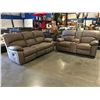 Image 1 : 2 PCE DELUXE POWER RECLINING (INCLUDING HEADREST) SOFA & LOVESEAT SET (DRIFTWOOD BEIGE MICROFIBER