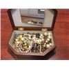 Image 2 : LARGE WOODEN JEWELLERY BOX FILLED WITH MISC ESTATE JEWELLERY PCS.