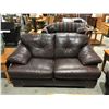 Image 2 : 2PCS. BROWN LEATHER SOFA & LOVE SEAT SET