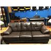 Image 3 : 2PCS. BROWN LEATHER SOFA & LOVE SEAT SET
