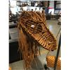 Image 1 : RED CEDAR BARK BEAR FRONT LIT MASK WITH 29 CARVED ELK BONE SKULLS AND 4 ABALONE ACCENTS (19" X10")
