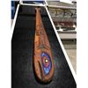 Image 2 : CARVED RED CEDAR WITH MOTHER OF PEARL ACCENTS WAR PADDLE BY WAYNE BELL (45")