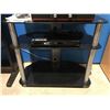 Image 1 : 3 TIER GLASS & METAL TV ENTERTAINMENT STAND