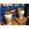 Image 3 : 2 PAIRS OF CERAMIC & WOOD TABLE LAMPS