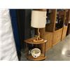 Image 1 : OAK CORNER TABLE, DRIFT WOOD LAMP & CERAMIC PLANTER