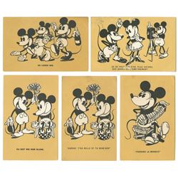 Collection of (5) Mickey Mouse Postcards.