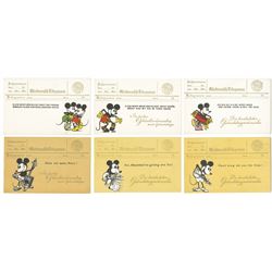 Collection of (6) Mickey Mouse Postcards.