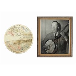 Harper Goff Multi-Signed Banjo Head & Photo.
