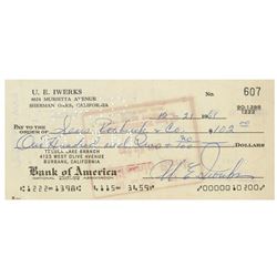 Ub Iwerks Signed Check.