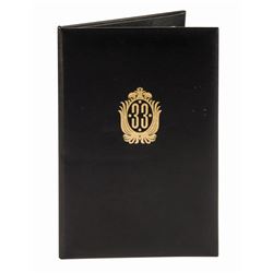 "Club 33" Dessert Menu Cover.