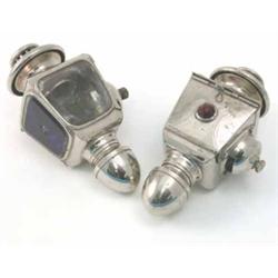 A pair of early 20th century vintage car chrome plated 'opera' lamps, manufactured by Lucidus 8in...