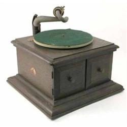 An early 20th century HMV wind up gramophone, with Exhibition type pickup and manufacturer's pape...