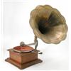 Image 1 : A Thorens 'Lankaphone' wind up gramophone, manufactured in Switzerland with large brass fluted ho...