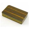 Image 1 : A Victorian papier mache rectangular box with green and gilt striped decoration 4ins...