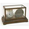 Image 1 : An early 20th century barograph, within glazed oak case on bevelled base with charts drawer 14ins...