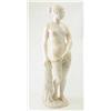 Image 1 : A Victorian carved alabaster figure of a nude slave girl, standing in chains, beside a pillar, (r...