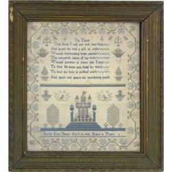 A William IV sampler, with verse and building within border by Sarah Jane Shuter, age 8, April 14...