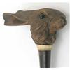 Image 1 : A finely carved hare's head umbrella handle, with ivory collar and cane 28ins...
