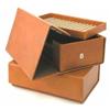 Image 1 : A pair of pen collecting cases, brown vinyl finish with three partitioned trays each 12ins...