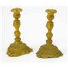 Image 1 : A pair of Louis XV design ormolu candlesticks, with baluster stem and base cast with scrolling ac...