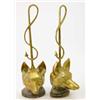 Image 1 : A pair of brass fox head door porters, with handles in the form of riding crops 17ins...