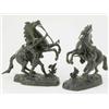 Image 1 : Coustou, a pair of 19th century French bronze figures, of Marly horses, cast on naturalistic base...