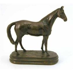 After James Osbourne, a bronze figure of horse, modelled standing on an oval plinth 11ins...