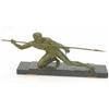 Image 1 : A 1930's bronze figure of a javelin thrower, on marble plinth, Length 36ins...