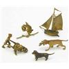 Image 1 : A Bergman cold painted bronze sailing boat, 3.75ins, a boy and pig in a barrow group and three ot...