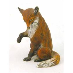 A modern cold painted bronze fox, 3.25ins...
